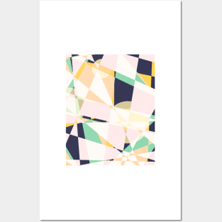 Broken moons, geometric outer space abstract illustration in soft colors Posters and Art